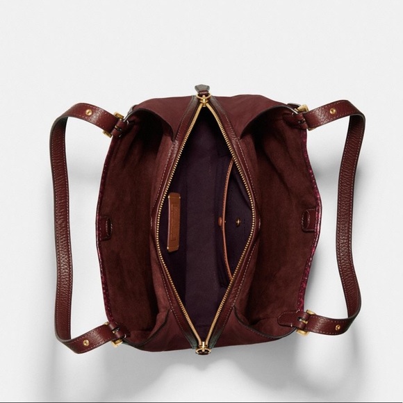 Coach burgundy leather and suede Lori bag - Picture 5 of 12